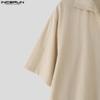 INCERUN Two Piece Suit Men V Neck Short Sleeve Shirts Shorts Casual Outfits Sets