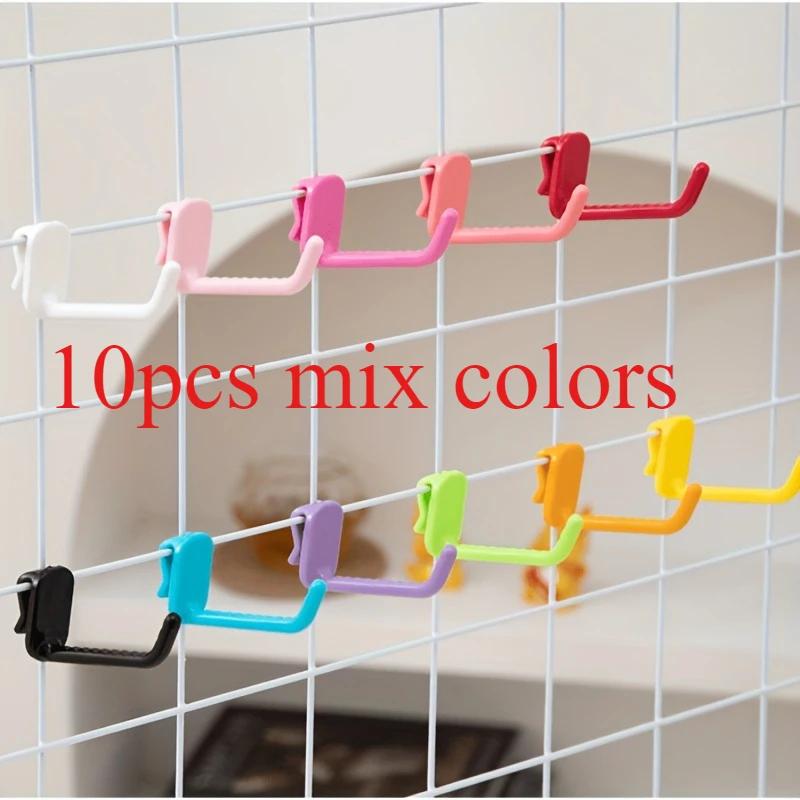 

10pcs of Colored Plastic Hooks, Suitable for Metal Wire Mesh Panels-easy To Install, Reusable Suspension Solution