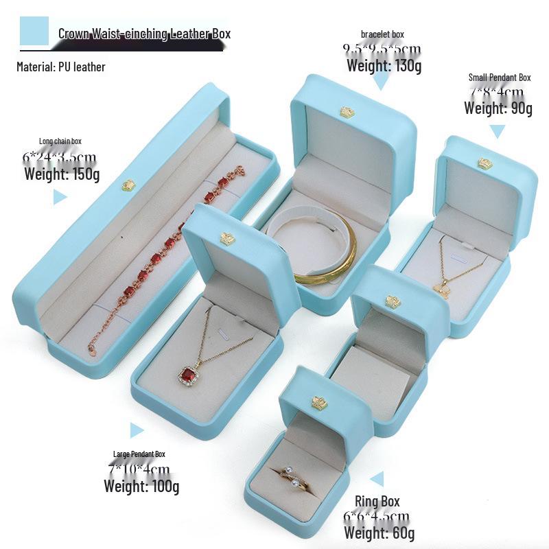 PU Leather Crown Jewelry Storage Box for Necklaces, Pearls, Bracelets, and Rings