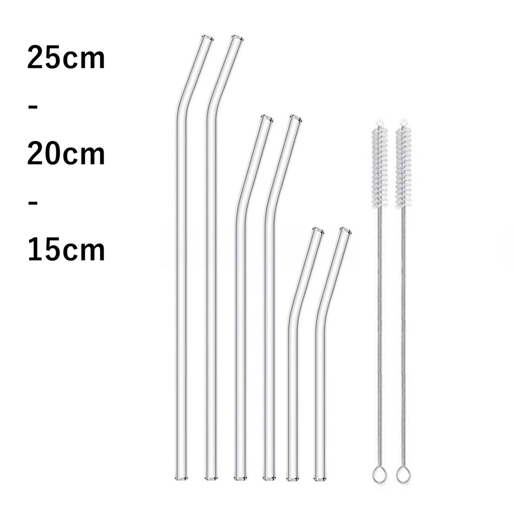 6Pcs 3sizes Glass Straws Reusable Drinking Straws for Cocktail Smoothies Transparent Eco-Friendly Long Bottles Glass Straws