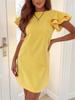 2022 Summer Round Neck Short Sleeve Backless Ruffle A-line Dress