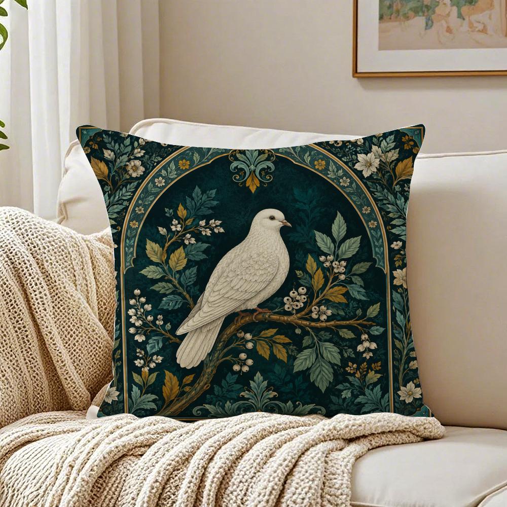 Peace Dove White Bird Cushion Cover Breathable Short Plush Cushion Covers Machine Washable WrinkleResistant Soft Durable