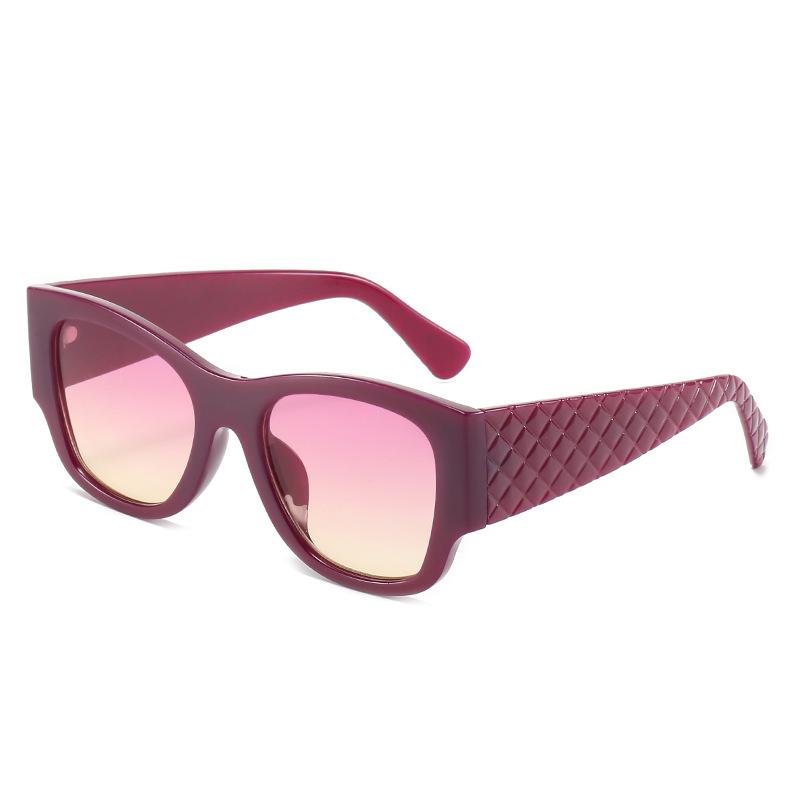 New Versatile Square Glasses European And American Personality Trend Cat Eye Sunglasses Fashion Plaid Wide Leg Sunglasses