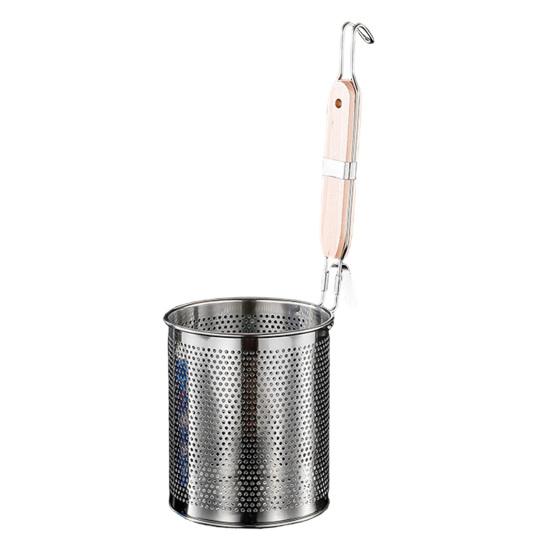 Cesta de Fritura Profunda em Aço Inoxidável Peneira de Malha Grossa Concha com Ganchos Duplos Colher Peneira Antiderrapante Resistente ao Calor para Macarrão de Sopa Malatang