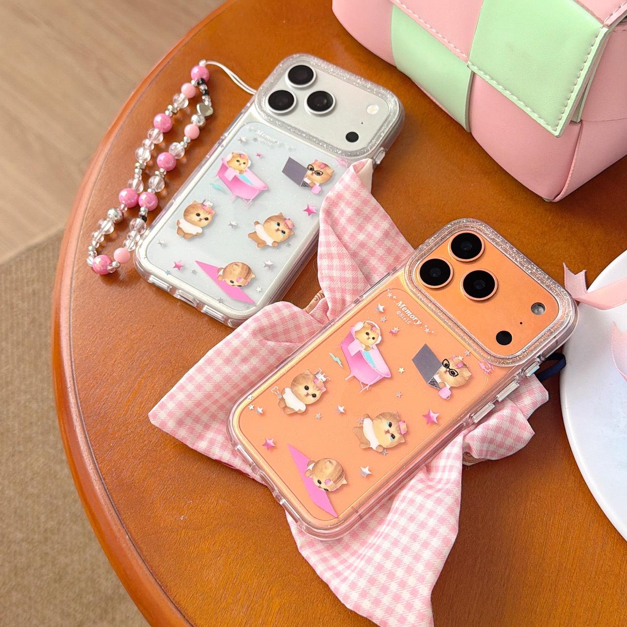 

Cute Pink Cat Phone Case for iPhone 16/15p/14/17 Pro Max with Round Edges iPhone 15 Pro