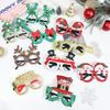 4/10 Pair Christmas Eyeglasses Glasses Glitter Cute Costume Xmas Glasses Frames for Christmas Party Favors Ornaments Props