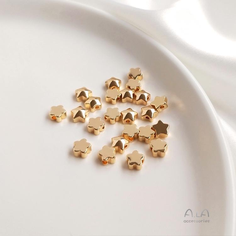 Mărgele distanțiere stea pentagon din aur umplut cu aur de 14K pentru bijuterii DIY și brățări mici