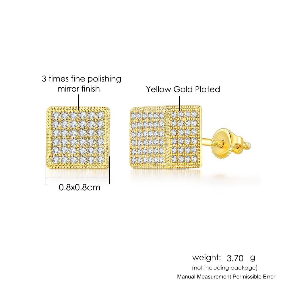 Hip Hop Cube Iced Out Stud Earrings For Women Men Square Micro Pave Crystal CZ Stud Earring Jewelry Accessories Gift OHE109