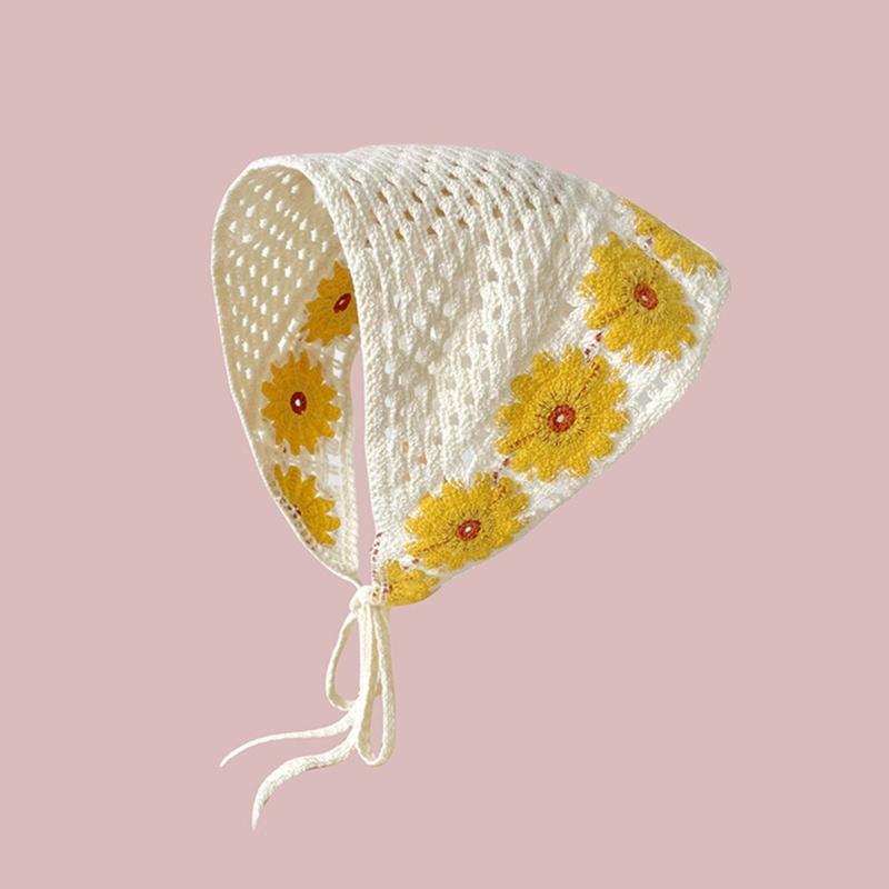 Dreieckiger Schal mit Blumenmuster, hübsches gehäkeltes Haartuch zum Binden, eleganter Turban mit Blumenmuster für Mädchen, Foto-Requisiten
