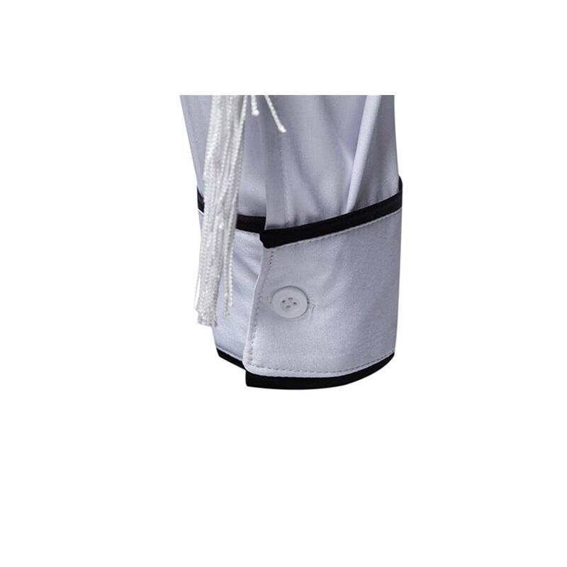 Spring New Fashion Tassels Design Men's Long Sleeve Shirt Embroidery Costume Performance Shirts Male Party Nightclub Shirt