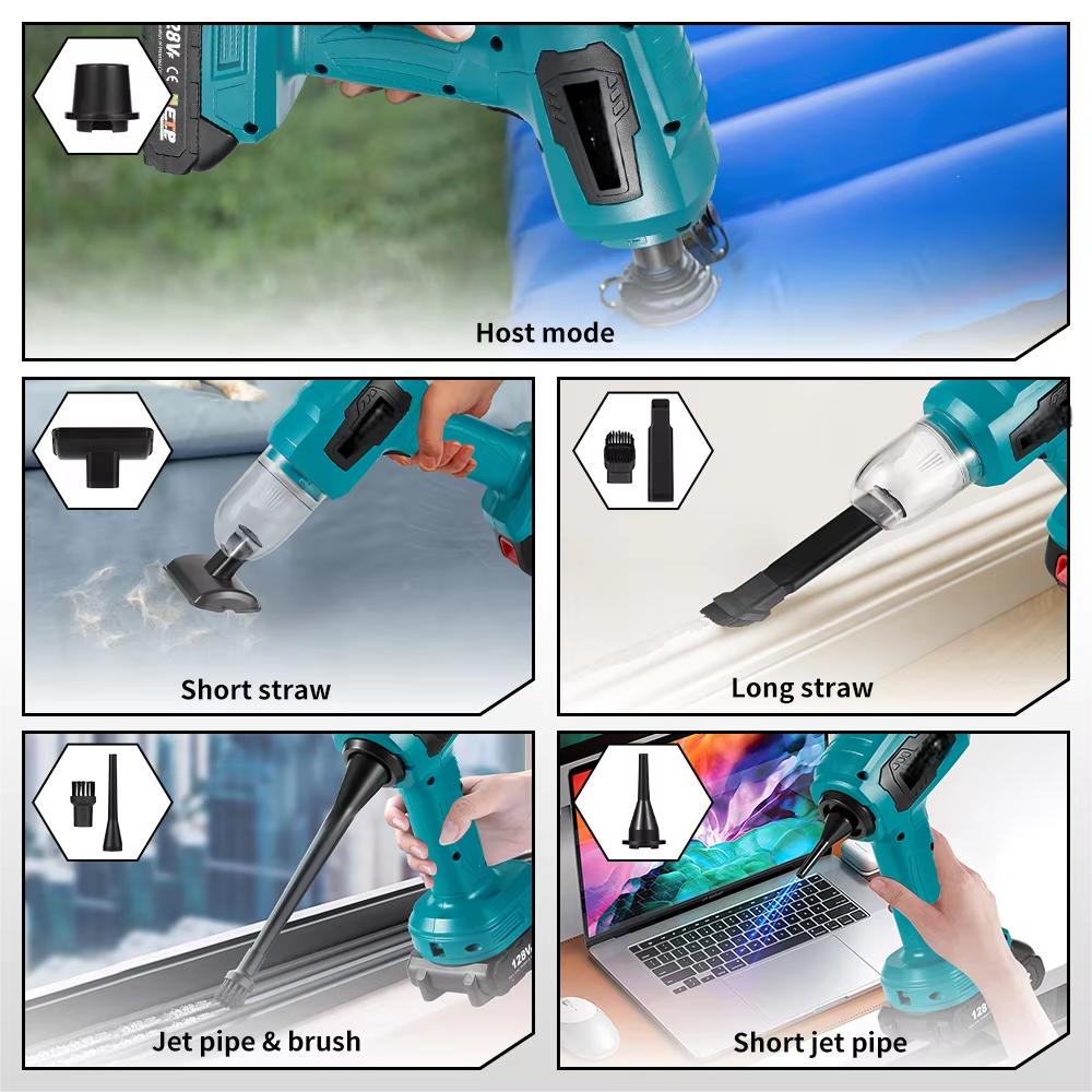 Strong Suction Mini Electric Vacuum Cleaner Wireless Handheld Home Cleaner Blower With 7 Nozzeles for 21V 18V Battery