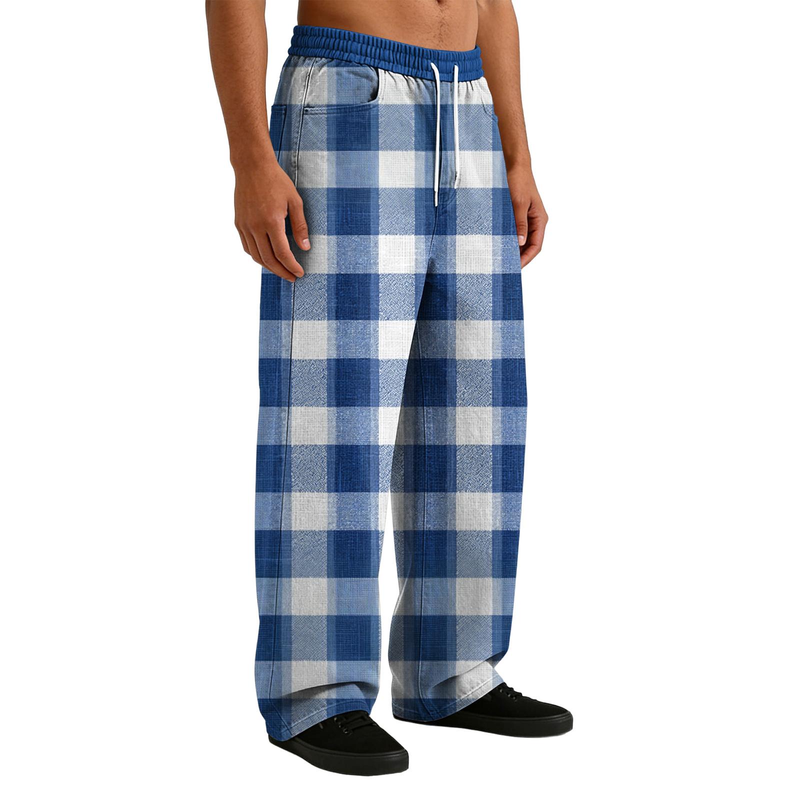 

Men s Casual Stretch Waist Drawstring Straight-Leg Pants L