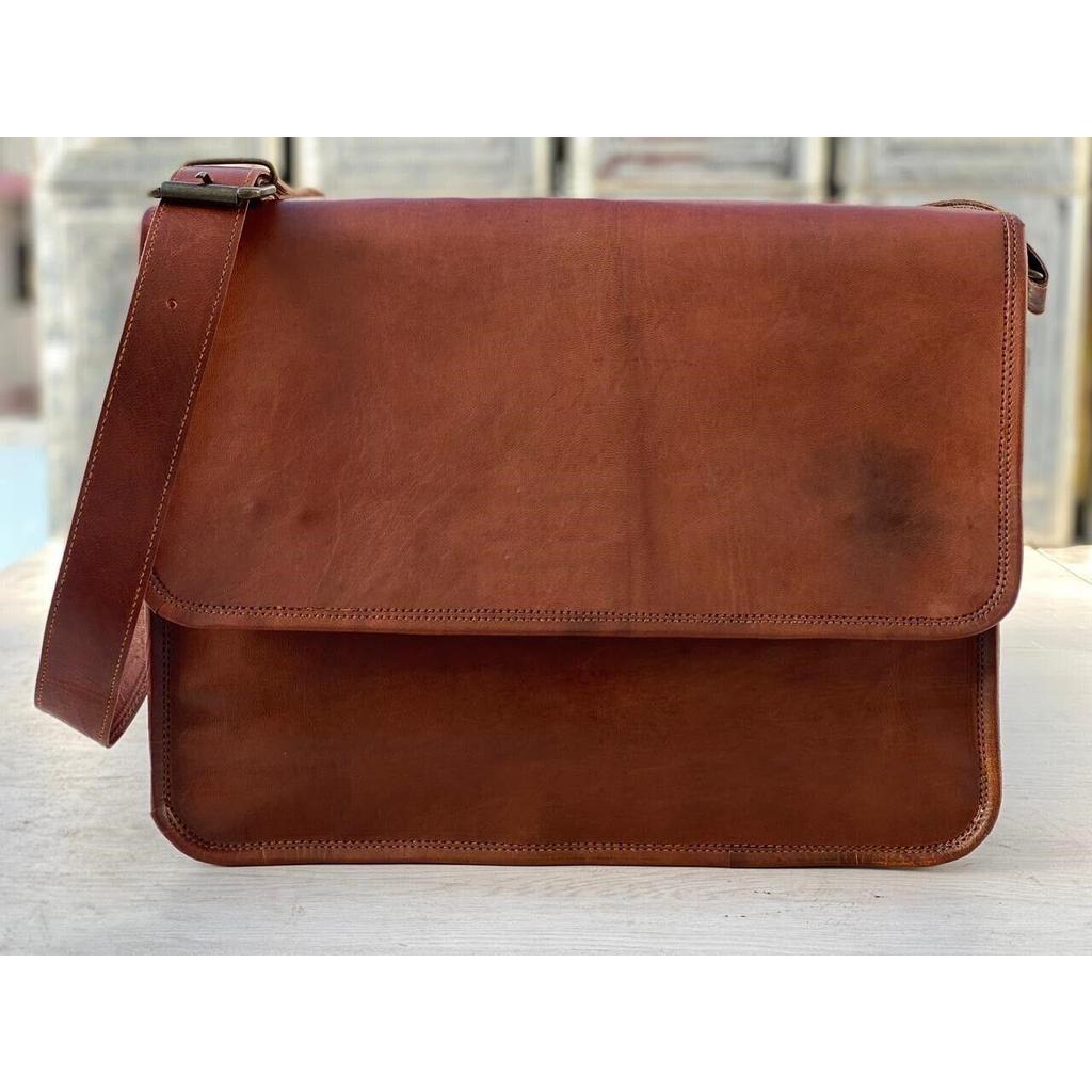 Sacoche Vintage en cuir de vache véritable pour femmes, sacoche à bandoulière pour ordinateur portable