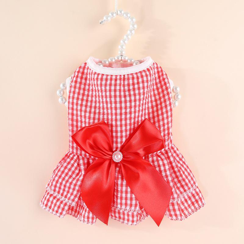 Striped Layered Cake Dress with Teddy, Poodle, Bulldog & Corgi Suspender Skirt for Spring/Summer