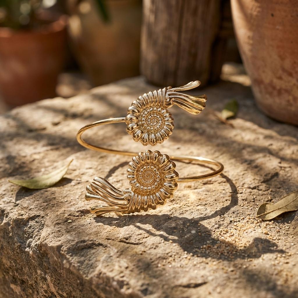 Vintage Conch Upper Arm Bracelet for Women Elegant Gold Plated Conch Charm Open Adjustable Bangle Vacation Jewelry Gift