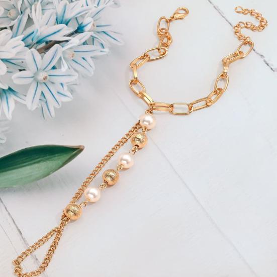 Yousheng Women Bracelet Imitation Pearl Stainless Connected Patchwork Bracelet Circlet Set Hand Accessories
