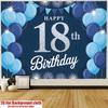 1pc Birthday 18th Gift Box Photo Booth Hanging Banner Blue Polyester