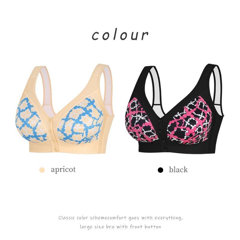 0XL-6XL Front-closure Wire-free Vest Style Printed Plus Size Underwear