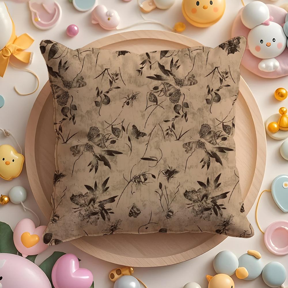 French Retro Print Pillow Case Soft Plush Fabric DoubleSided Printed Cushion Cover Warm Winter Sofa Pillow Case