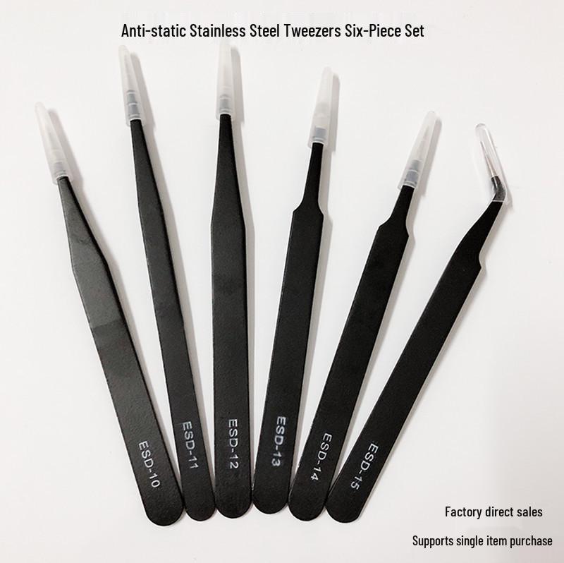 Stainless Steel ESD Tweezers for Eyelash, Nail Art, Bird's Nest, Feather Plucking, and Electronic Disassembly