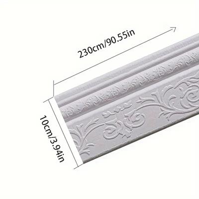 1PC 2.3mX10cm Self-adhesive 3D Pattern Wallpaper Decorative Line Skirting Line Decoration Wall Border Sticker