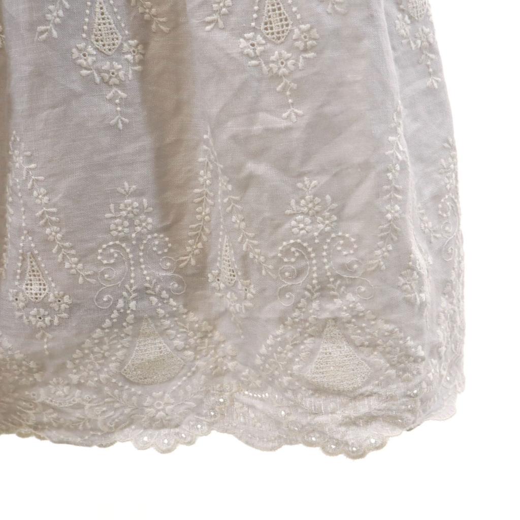 FOXEY Made In Japan Linen Cami One Piece 38 Gray Lace Embroidery Women Used