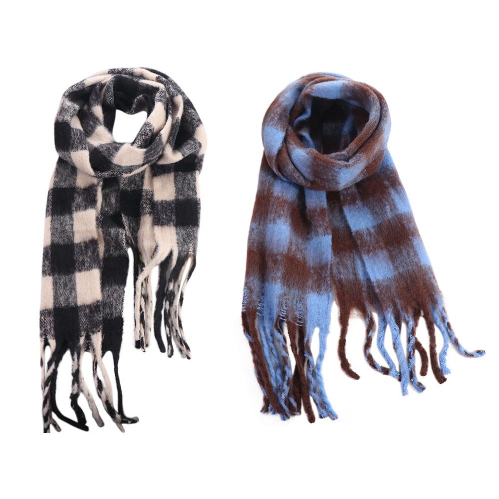 Fluffy Men's Striped Plaid Scarf Korean Checkered Scarf High Quality Winter Cashmere Scarf Gifts
