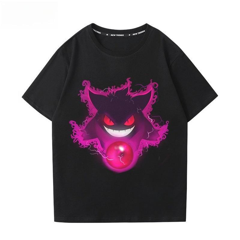 T-shirt με Εκτύπωση Pokémon Gengar 100% Βαμβακερό Ανδρικό Καλοκαιρινή Μόδα 2026 Oversize Street Casual Y2K Μπλούζες Ρούχα Streetwear