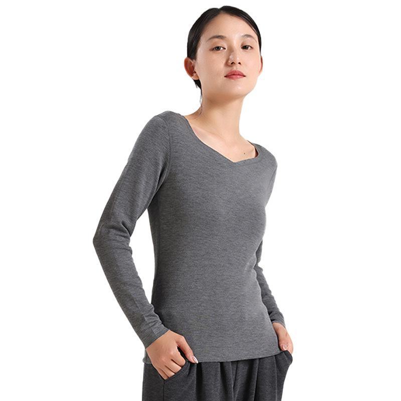 Peach Heart Collar Cashmere Silk Thermal Underwear Set – Women's High Waist Autumn/Winter Clothes and Pants