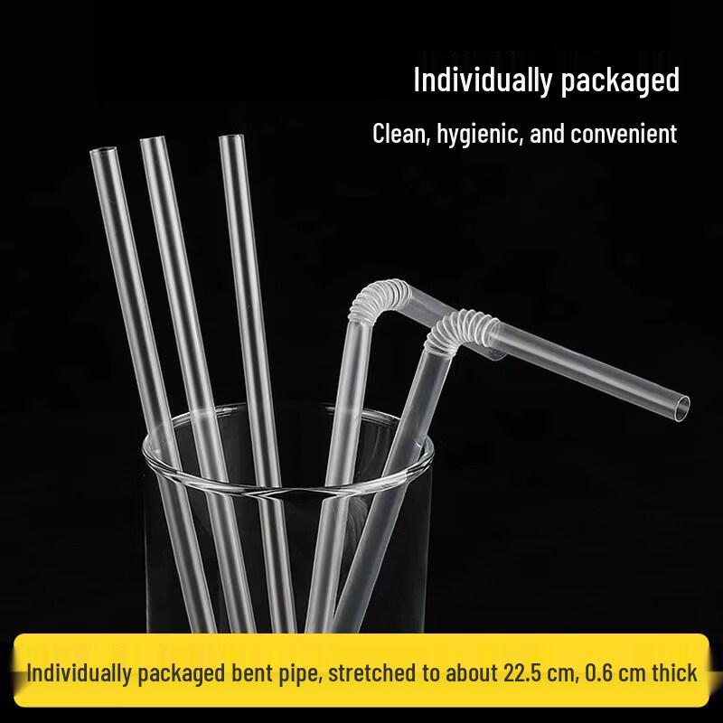 ZISIZ Individually Wrapped Bendable Disposable Plastic Straws