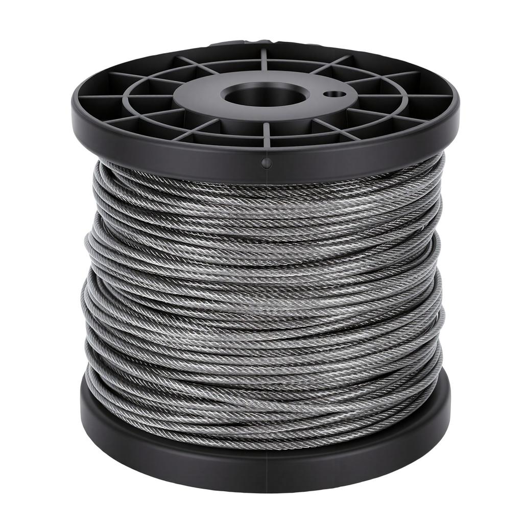 Wire Rope Crimping Tool Kit 60M 2mm 304 Stainless Steel Cable Eye Bolts Loop Sleeves and Thimbles for Garden Fence