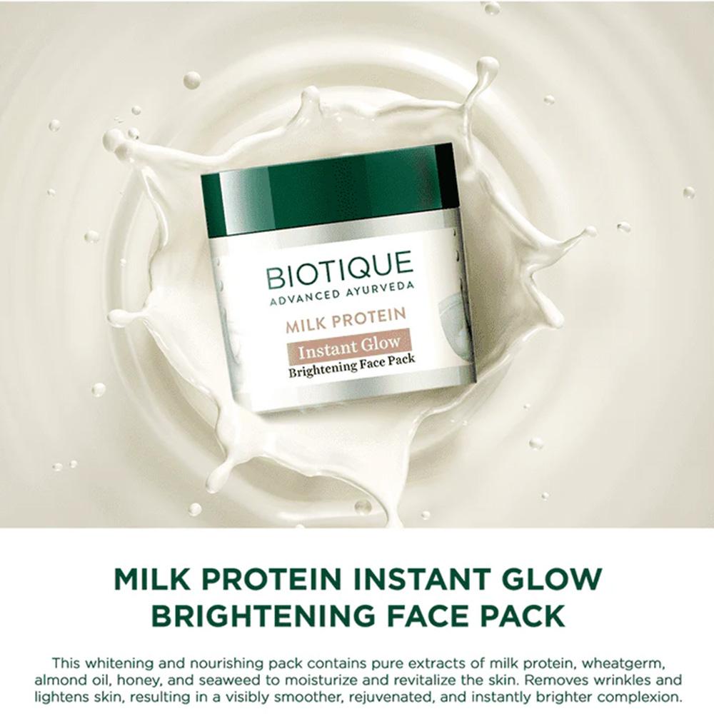 Biotique Milk Protein Brightening Face Pack For Glowing Skin 50g With Honey Almond Oil For Smooth Fair Skin