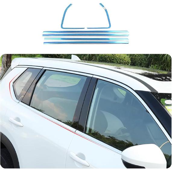 

Car Accessories Fit for Nissan New Rogue 2021 2022 2023 2024 2025 2026 Lower Windows Frame Sill Molding Cover Trims (Chrome) 6PCS Stainless Steel Chrome