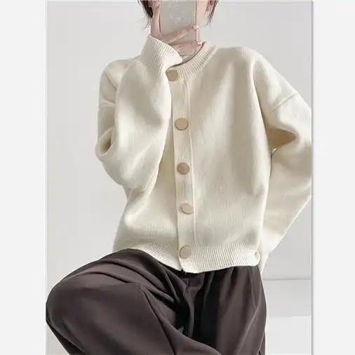 Maglioni Cappotto Cardigan da Donna Invernali Oversize Pile Ispessito Monocolore Larghi Manica Lunga Maglia Maglioni Cappotto