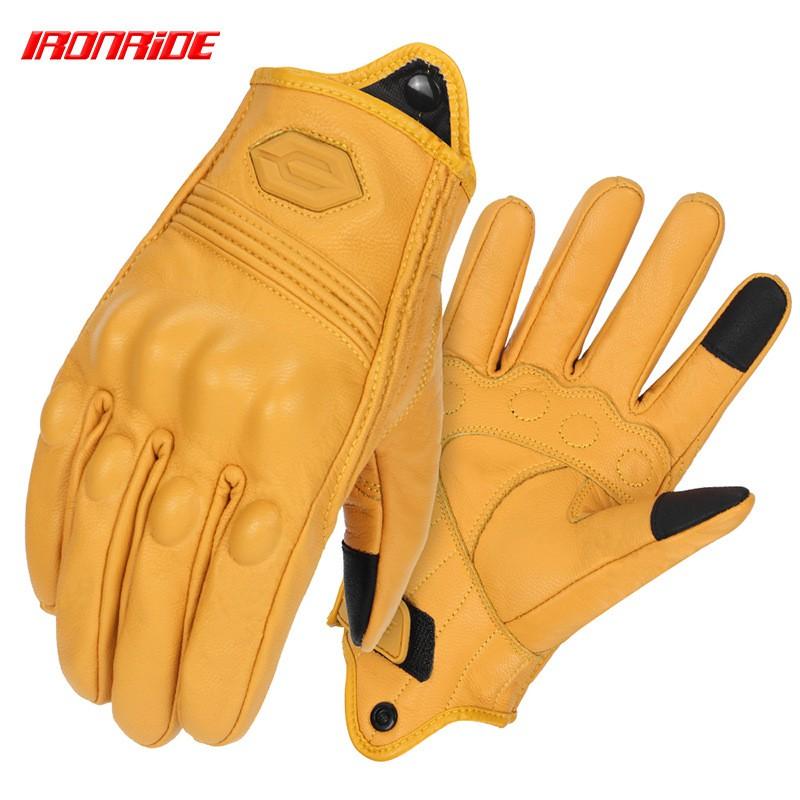 Real Leather Motorcycle Gloves Men Women Breathable Riding Gear Anti-Slip Crash Protection Outdoor Sport Biker