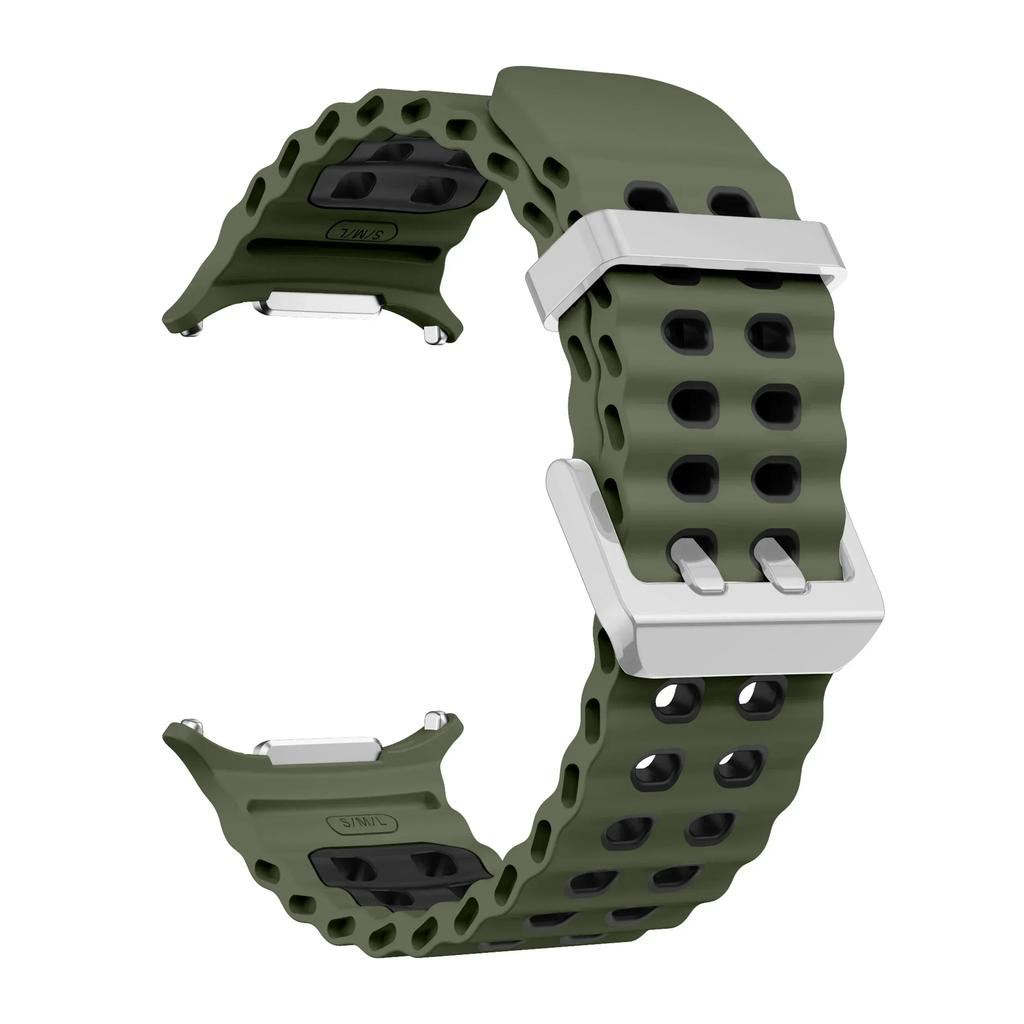 NEW Marine Silicone Strap For Samsung Watch 7 Ultra 47mm Bracelet No Gaps Sport Two-tone Band for Galaxy Ultra Watchband Straps