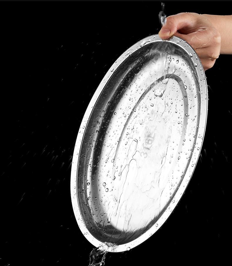 Hongjunda 316L Stainless Steel Oval Dinner Plate for Steamed Fish and Barbecue