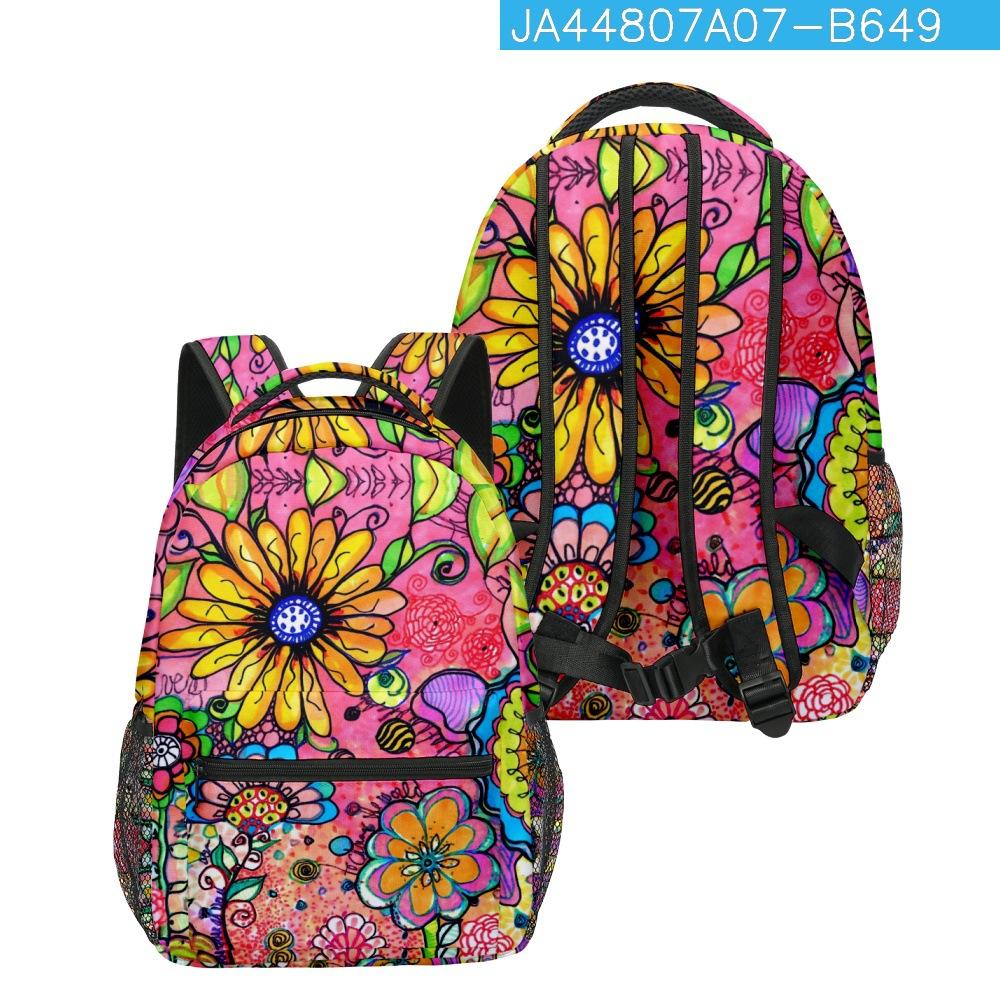 Cartoon Cartoon Kpop Youthful School Bags Unisex Sunflower Travel Bags 3D Print Oxford Waterproof Notebook Shoulder Backpacks
