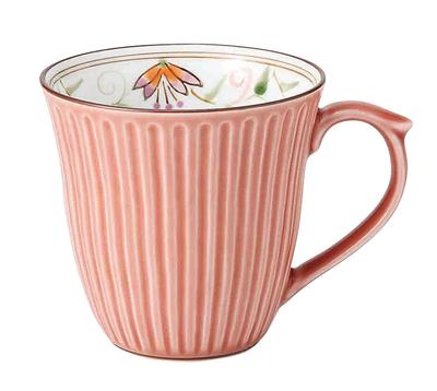 Nishikai Toki Hasami Ware Stylish Floral Mug, Hasami-yaki, Lightweight, 250ml, Pink, with a Floral Pattern, Microwave and Dishwasher Safe, Perfect