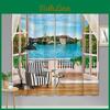 Blackout Sea Beach Curtains Window Palm Trees Drapes In Living Room Nature Seaside Scenery Print Curtain For Bedroom Decoration