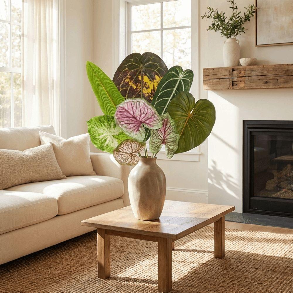 Lifelike Artificial Calla Leaves Green Plants Artificial Arrowroot Leaf  Home Decor