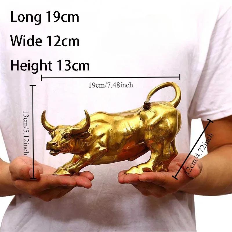 Toro d'Ottone Wall Street Scultura di Bestiame Statua di Mucca in Rame Ornamento Mascotte Decorazione per Ufficio Artigianato Raffinato Regalo Aziendale