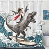Funny Shower Curtains Bathroom Curtain With Hooks Decor Waterproof Cute Cat Dinosaur Bath Polyester Fabric