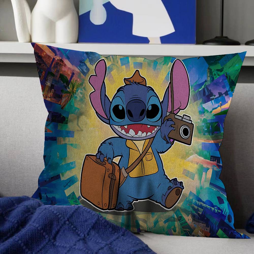 Cartoon S-Stitch And L-Lilo Cushion Cover Inches Farmhouse Decor Home Throw Pillow Covers For Couch Decorations