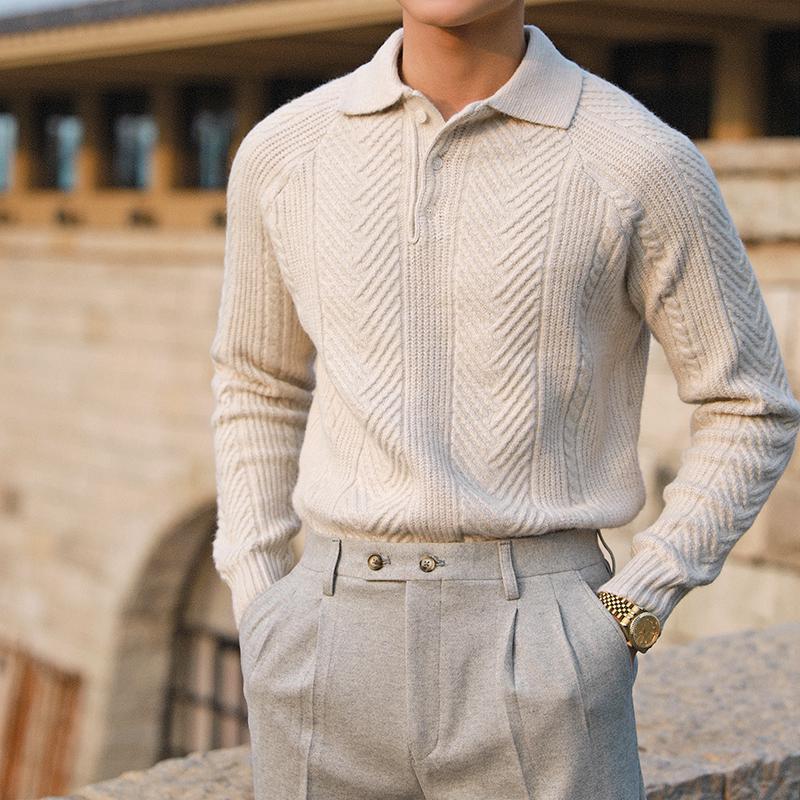 Men's Casual Lapel Polo: Thick, Warm, and Fashionable Slim Fit Autumn/Winter Sweater