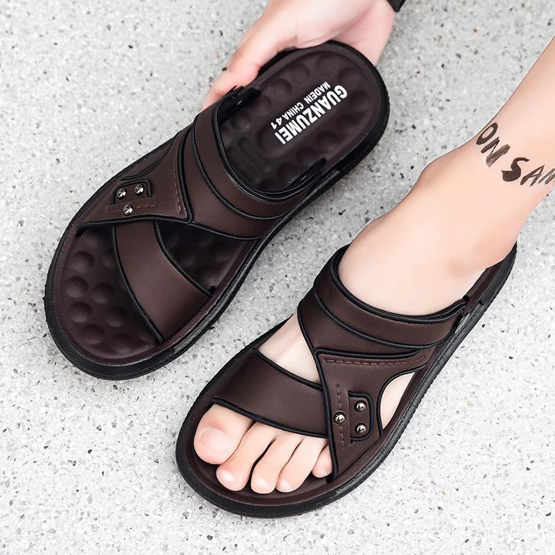 Summer Men Sandals Open Toe Flat Mens Casual Shoes Outdoor Walking Sandals for Men Beach Shoes Men Slippers