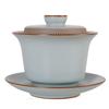 Ru Kiln Celadon Gaiwan with Built-in Filter Heat Resistant Ceramic Teapot for Gongfu Tea Ceremony Home Brewing Handmade Gift