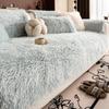 Solid Color Artificial Plush Sofa Cover Universal Soft Sofa Towel Non-slip L Shape Sofa Blanket Couch Cushion Mat Living Room