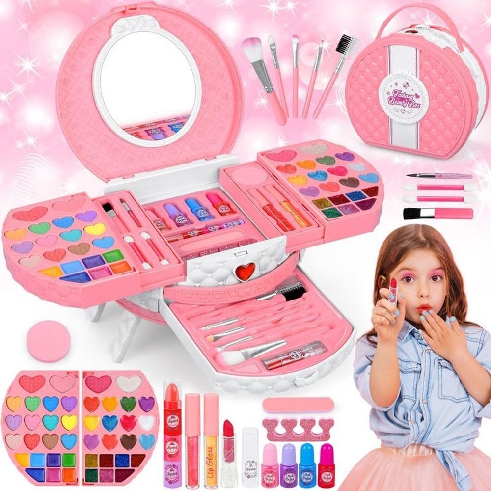 FANTASY BEAUTY PINK BOX 66-piece beauty children's cosmetics set makeup eye shadow lipstick, etc. Birthday Christmas gift for nephew, 1 piece