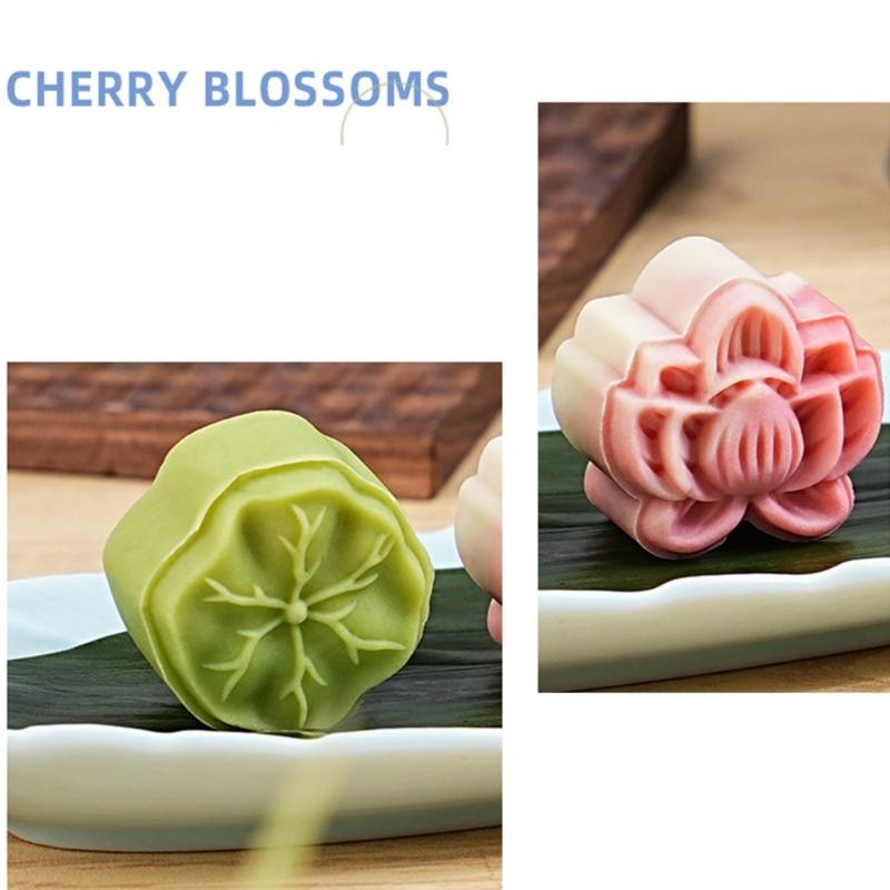 Chinese Style Flower Mooncakes Stamp Tool Green Bean Pastries Stamp Innovative Pastries Mold for Cultural Celebrations